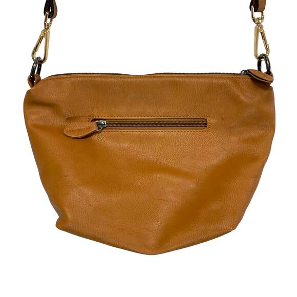 Inzi Faux Leather Adjustable Crossbody Bag Brown Medium Minimalist Timeless - Picture 2 of 9